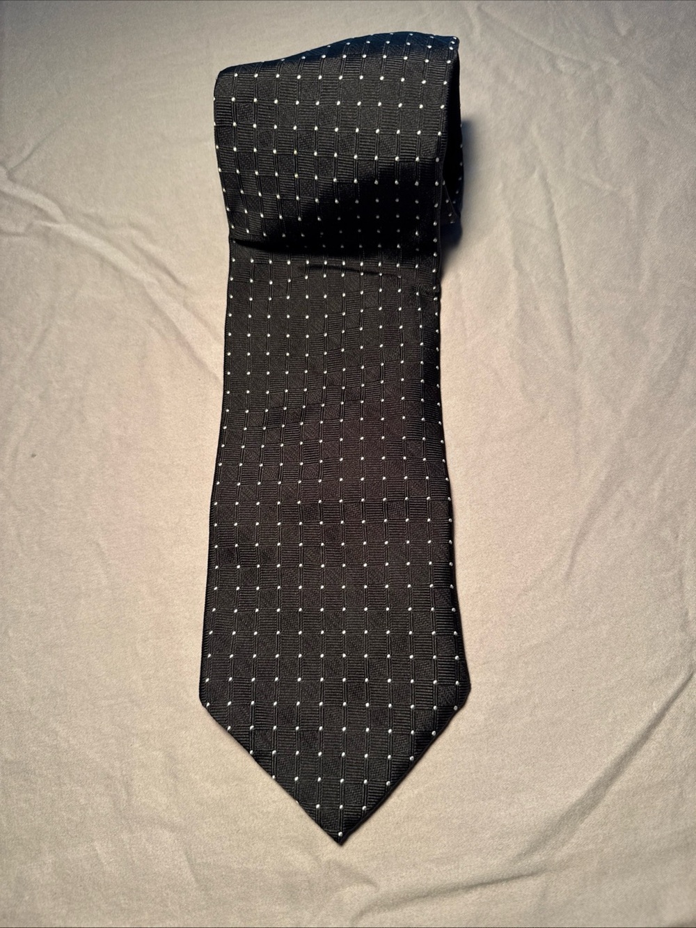 Brooks Brothers Black Tie with White Microdot Grid